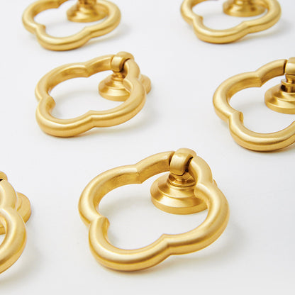 Quatrefoil Brass Ring Pulls for Cabinets and Dressers