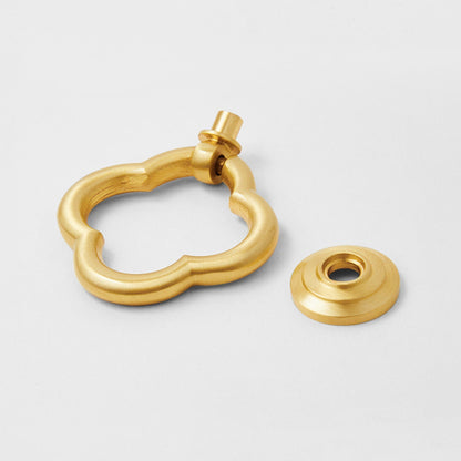 Quatrefoil Brass Ring Pulls for Cabinets and Dressers