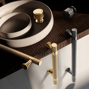 Shiny Modern Zinc Alloy Titanium Gold Black Door Pulls