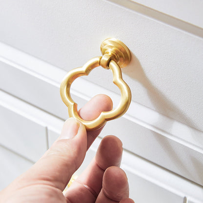 Quatrefoil Brass Ring Pulls for Cabinets and Dressers