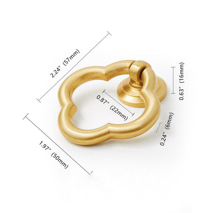 Quatrefoil Brass Ring Pulls for Cabinets and Dressers