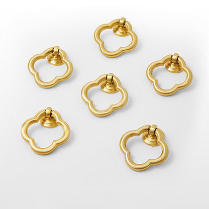 Quatrefoil Brass Ring Pulls for Cabinets and Dressers