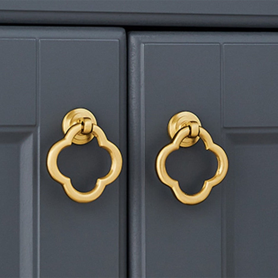 Quatrefoil Brass Ring Pulls for Cabinets and Dressers