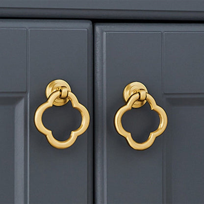 Quatrefoil Brass Ring Pulls for Cabinets and Dressers
