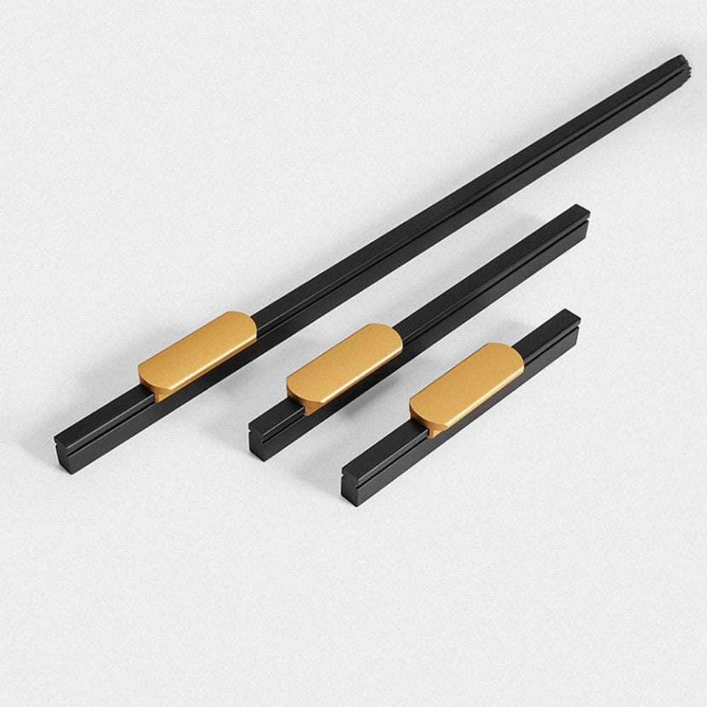 Two-Tone Grooved Aluminum Cabinet Pulls and Door Handles