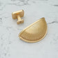 Ribbed Gold Cup Drawer Pulls and Square Cabinet Knobs