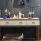 Ribbed Gold Cup Drawer Pulls and Square Cabinet Knobs