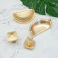 Ribbed Gold Cup Drawer Pulls and Square Cabinet Knobs