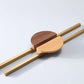 1Paired Semicircle Wood Cabinet Pulls with Brass Bar