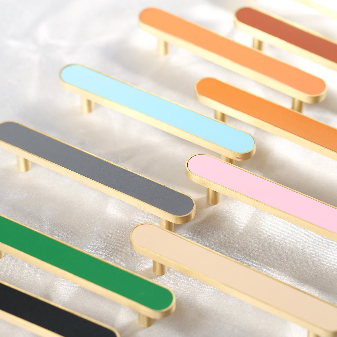 3-3/4 Inch Colorful Leather-Inlay Cabinet Handles and Drawer Pulls