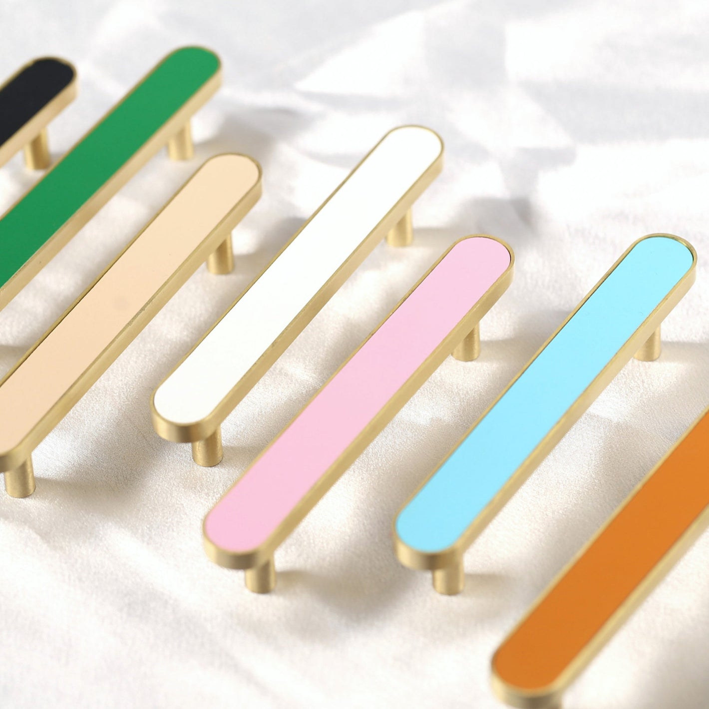 Colorful Leather Inlay Cabinet Handles for Wardrobes