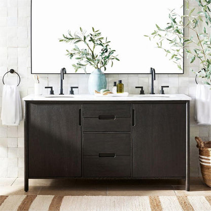 Tivora Minimalist Gooseneck Two-Handle 3-Hole Widespread Bathroom Sink Faucet
