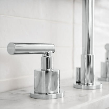 Tivora Minimalist Gooseneck Two-Handle 3-Hole Widespread Bathroom Sink Faucet