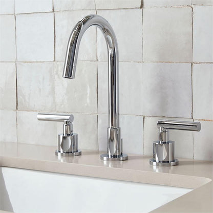 Tivora Minimalist Gooseneck Two-Handle 3-Hole Widespread Bathroom Sink Faucet