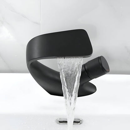 Rivora Modern Waterfall Basin Bathroom Sink Faucet, Single Handle Single Hole