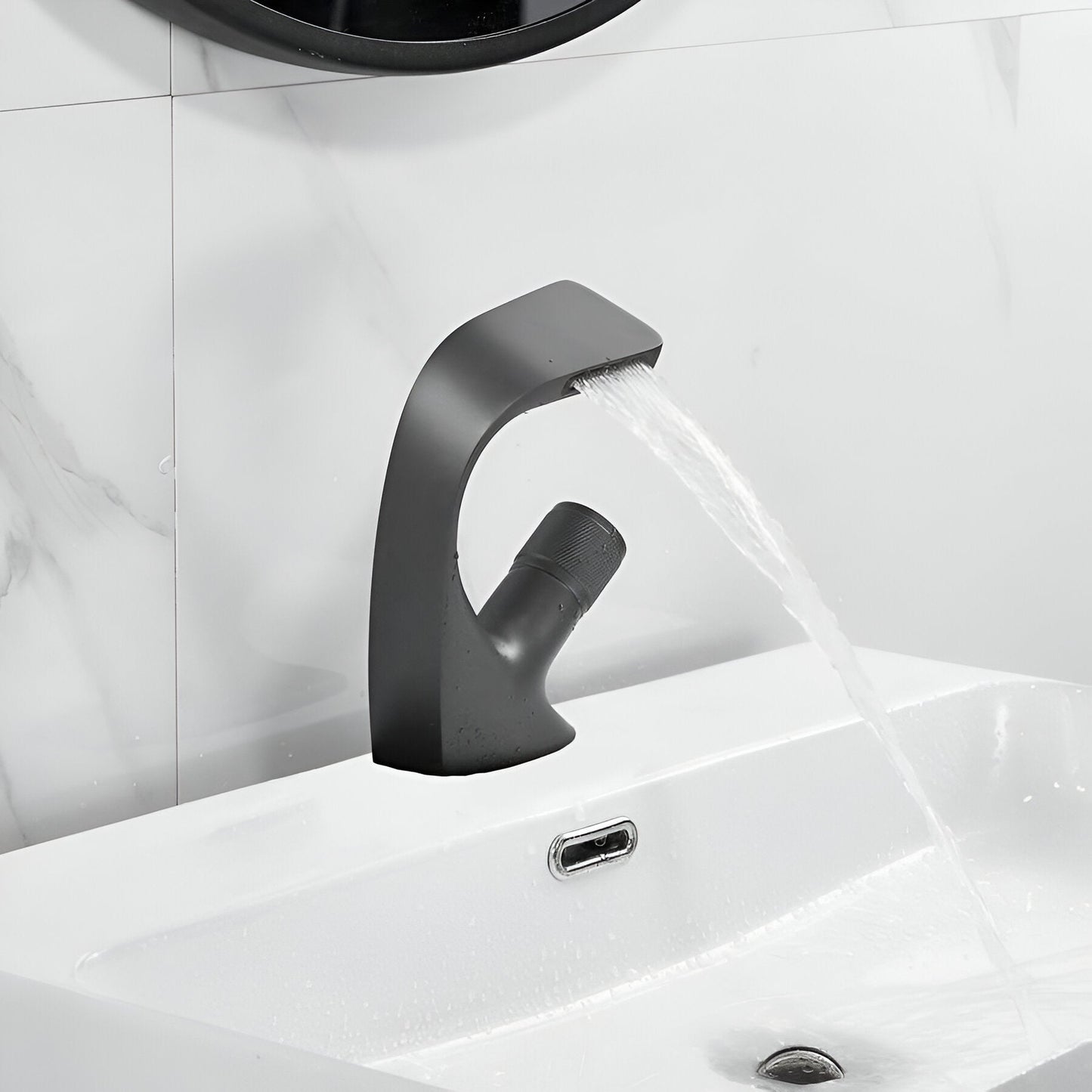 Rivora Modern Waterfall Basin Bathroom Sink Faucet, Single Handle Single Hole