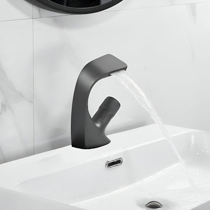 Rivora Modern Waterfall Basin Bathroom Sink Faucet, Single Handle Single Hole