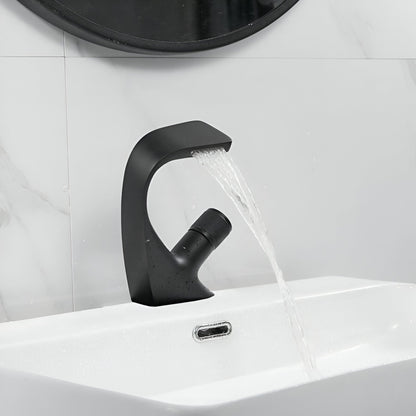 Rivora Modern Waterfall Basin Bathroom Sink Faucet, Single Handle Single Hole