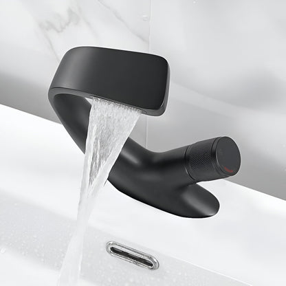 Rivora Modern Waterfall Basin Bathroom Sink Faucet, Single Handle Single Hole