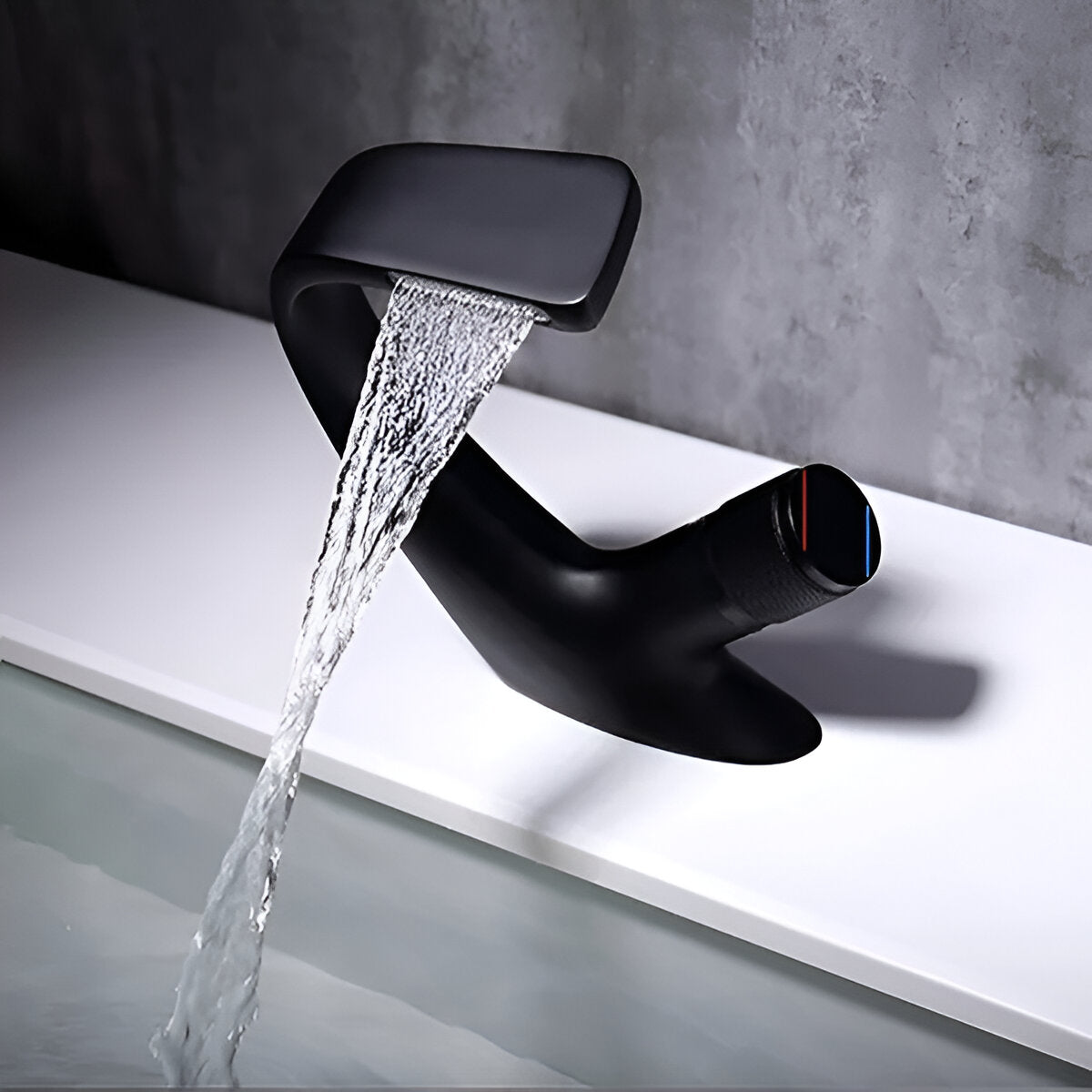 Rivora Modern Waterfall Basin Bathroom Sink Faucet, Single Handle Single Hole