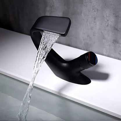 Rivora Modern Waterfall Basin Bathroom Sink Faucet, Single Handle Single Hole