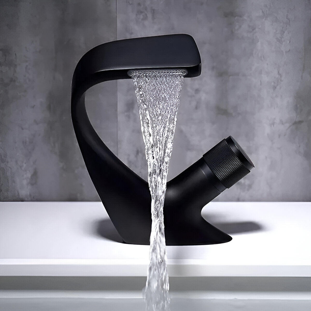 Rivora Modern Waterfall Basin Bathroom Sink Faucet, Single Handle Single Hole