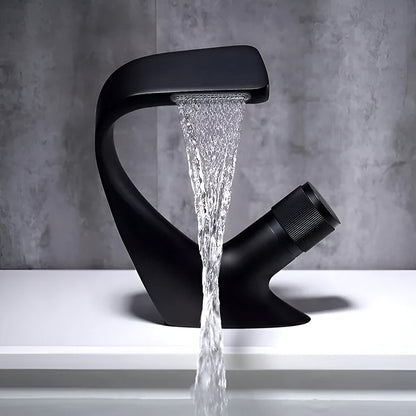 Rivora Modern Waterfall Basin Bathroom Sink Faucet, Single Handle Single Hole