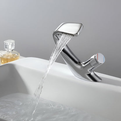 Rivora Modern Waterfall Basin Bathroom Sink Faucet, Single Handle Single Hole