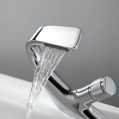Rivora Modern Waterfall Basin Bathroom Sink Faucet, Single Handle Single Hole