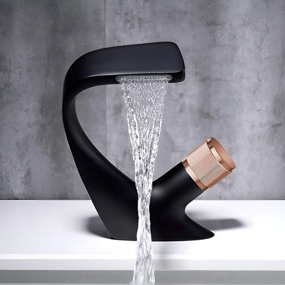 Rivora Modern Waterfall Basin Bathroom Sink Faucet, Single Handle Single Hole