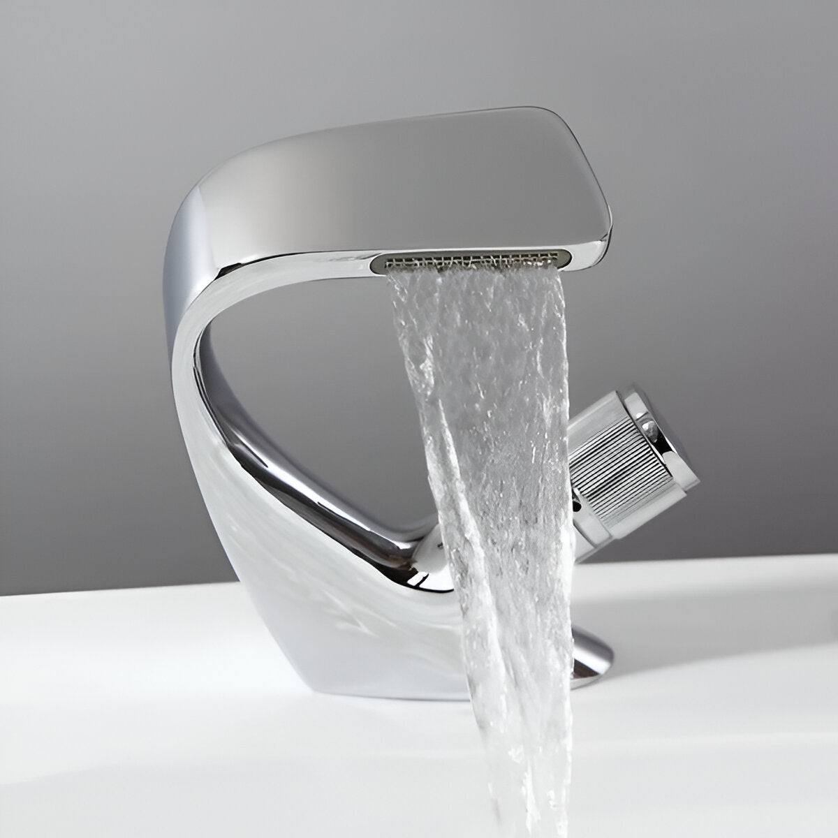 Rivora Modern Waterfall Basin Bathroom Sink Faucet, Single Handle Single Hole