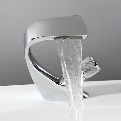 Rivora Modern Waterfall Basin Bathroom Sink Faucet, Single Handle Single Hole