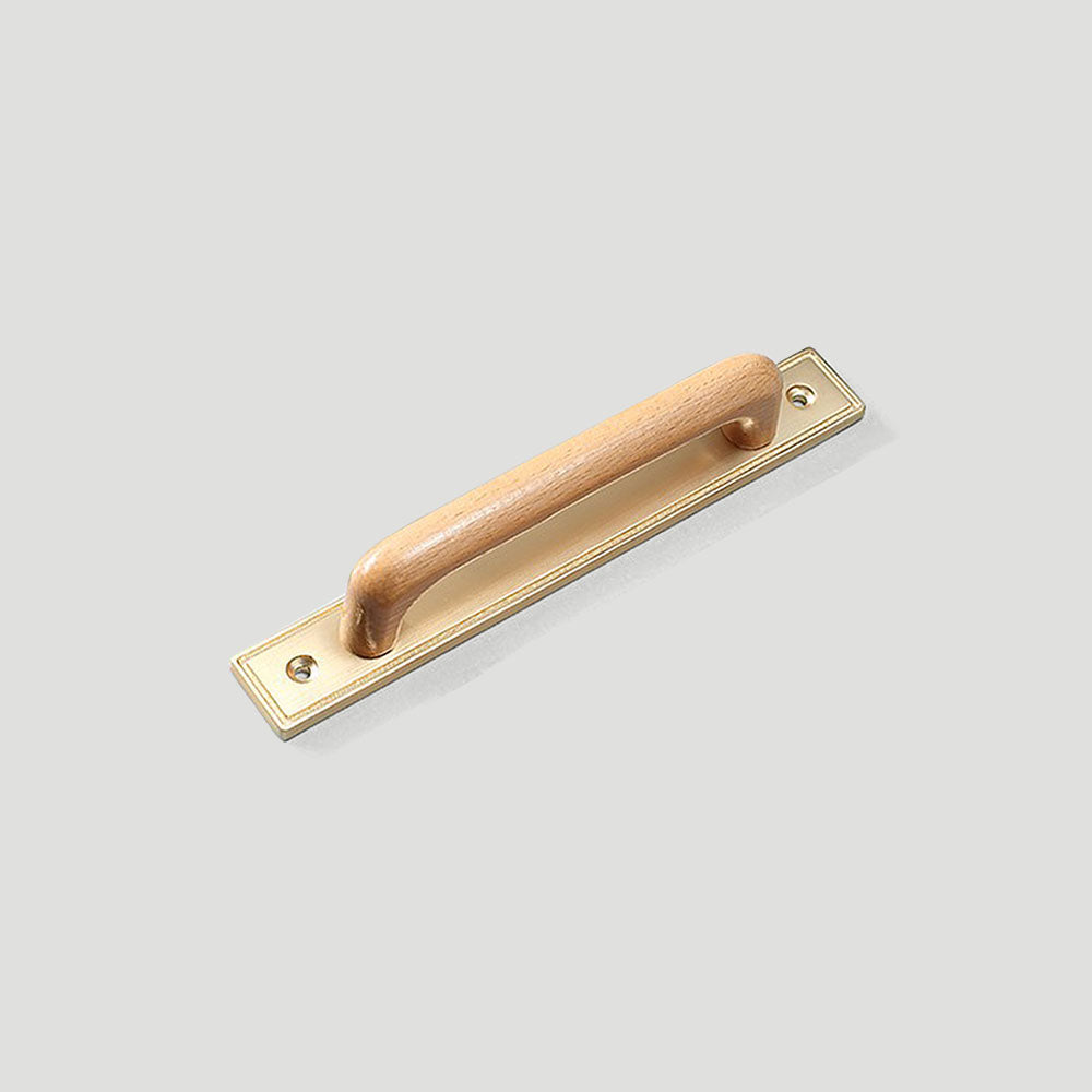 Wood and Zinc Alloy Cabinet Door Pulls with Backplate