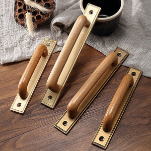 Wood and Zinc Alloy Cabinet Door Pulls with Backplate