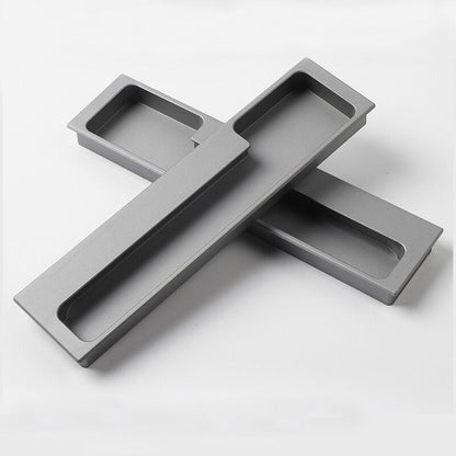 Slotted Recessed Cabinet Pulls in Gold, Black, and Gray