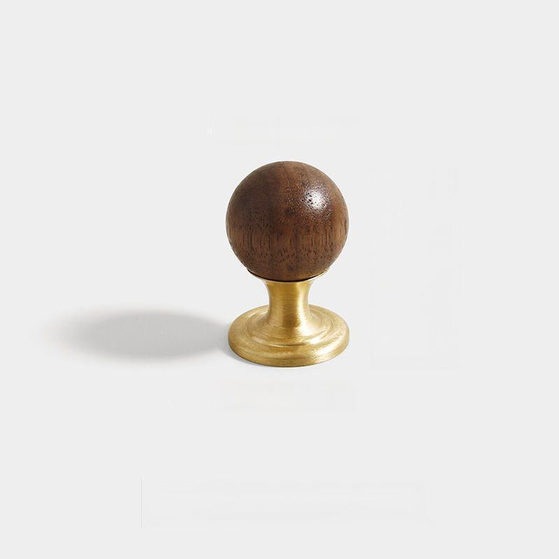 Walnut and Gold Cabinet Pulls, Knob, and Pendant Pull