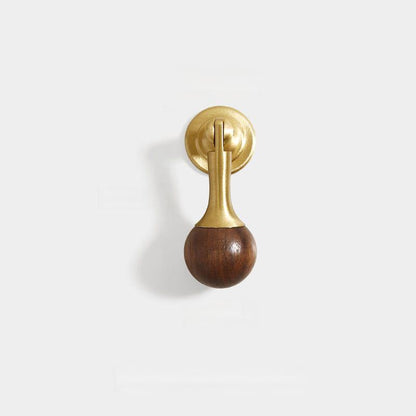 Walnut and Gold Cabinet Pulls, Knob, and Pendant Pull