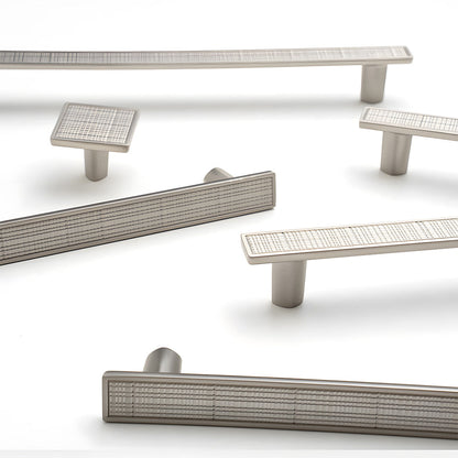 Grid-Textured Cabinet Pulls and Square Knobs