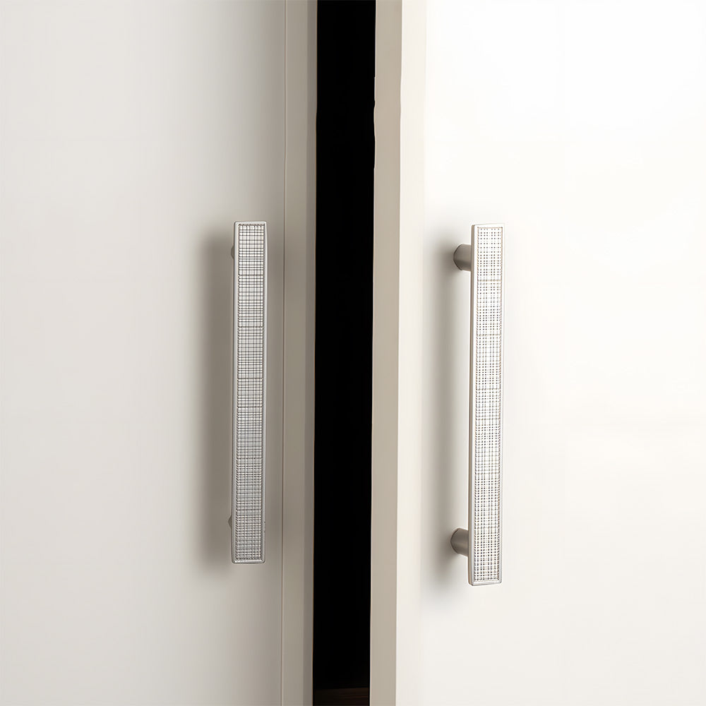 Grid-Textured Cabinet Pulls and Square Knobs