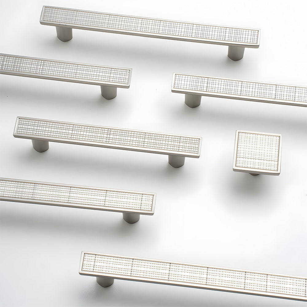 Grid-Textured Cabinet Pulls and Square Knobs
