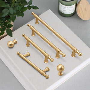 Gold Round Bar Cabinet Pulls and Knobs, Zinc Alloy