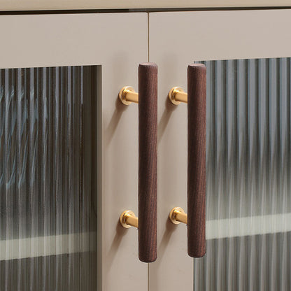 Wood Round Bar Cabinet Pulls and T-Knobs for Wardrobes