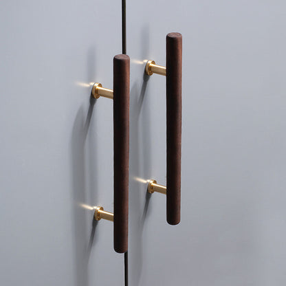 Wood Round Bar Cabinet Pulls and T-Knobs for Wardrobes