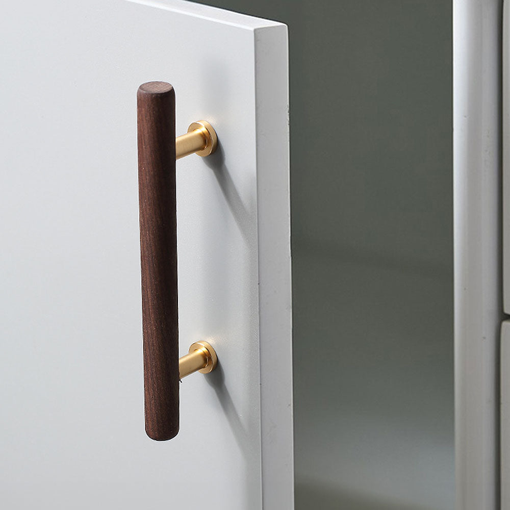 Wood Round Bar Cabinet Pulls and T-Knobs for Wardrobes