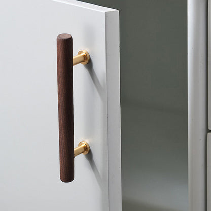 Wood Round Bar Cabinet Pulls and T-Knobs for Wardrobes