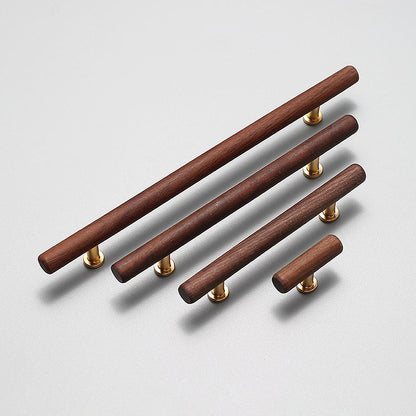 Wood Round Bar Cabinet Pulls and T-Knobs for Wardrobes