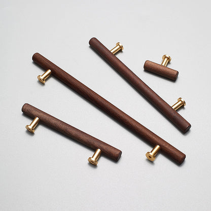 Wood Round Bar Cabinet Pulls and T-Knobs for Wardrobes