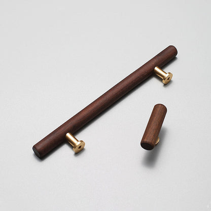 Wood Round Bar Cabinet Pulls and T-Knobs for Wardrobes