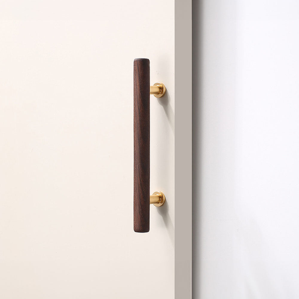 Wood Round Bar Cabinet Pulls and T-Knobs for Wardrobes