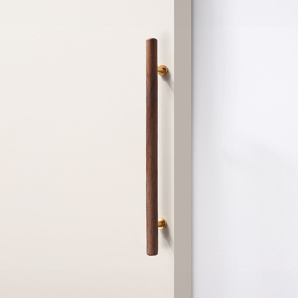 Wood Round Bar Cabinet Pulls and T-Knobs for Wardrobes